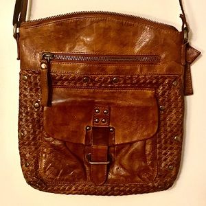 Bohemian Vintage Style Genuine Leather Brown Crossbody Purse Satchel